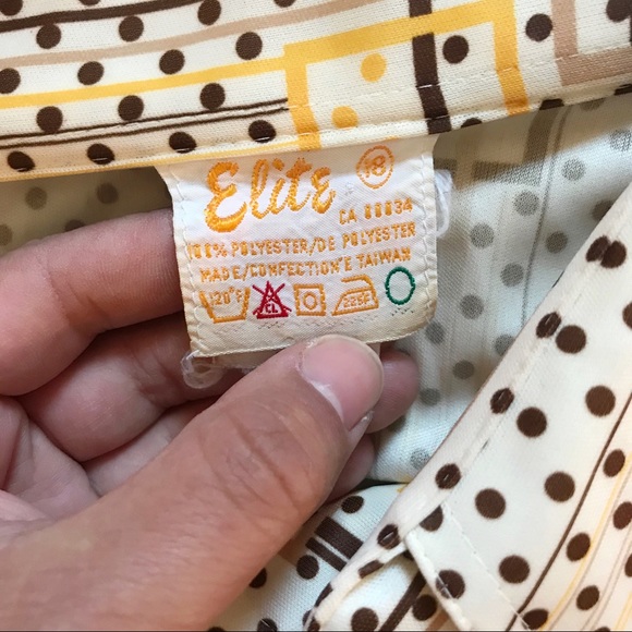 Men’s 70s Polka Dot Novelty Collared Shirt - Picture 8 of 8